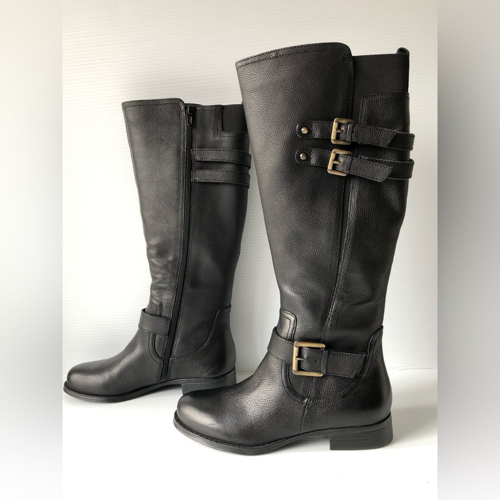 Naturalizer Jessie Leather Riding Boots Black Women's Size 6 Wide